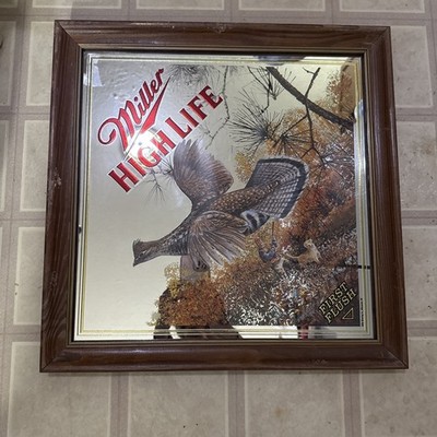 Miller High Life First Flush Grouse Diamond Beer Bar Mirror Scott