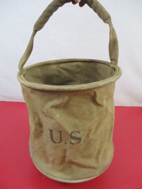WWI US Army Cavalry Collapsible Folding Canvas Jeep Water Bucket