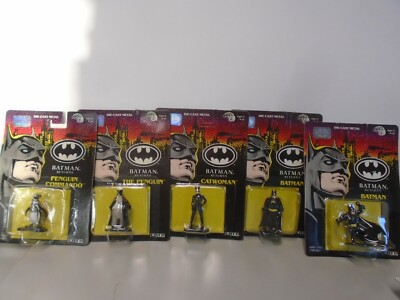 1992 VINTAGE SET OF 5 BATMAN REURNS METAL FIGURES MINT IN SEALED PACKAGES