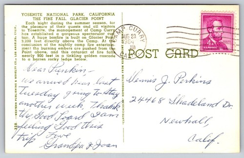 Postcard Yosemite National Park California The Fire Fall Glacier Point - Bild 2 von 2