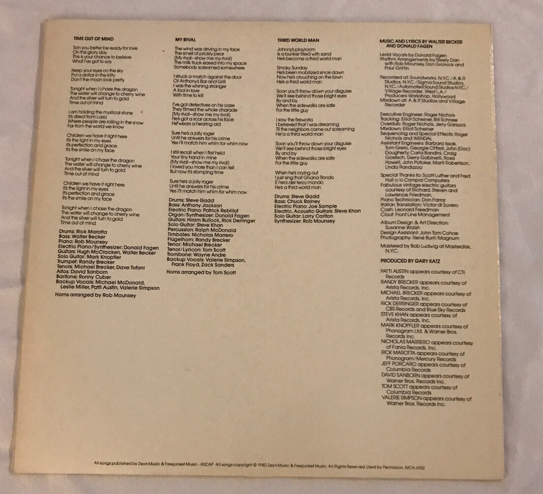 Steely Dan ‎ Gaucho MCA Records MCA 37220 /‎ MCA-6102 1980 Vinyl 