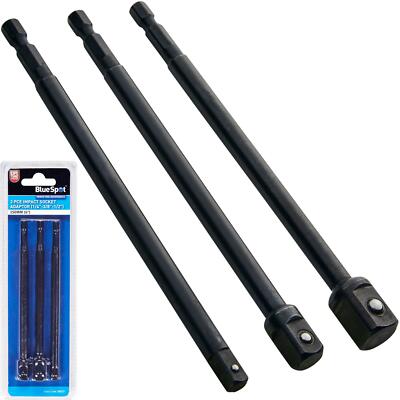 BlueSpot 3tlg 150mm Impact Socket Converter Reduzierstück Adapter Set 1/2'' 1/4'' 3/8'' 6''