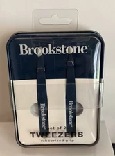BROOKSTONE Set Of 2 TWEEZERS Rubberized Grip 