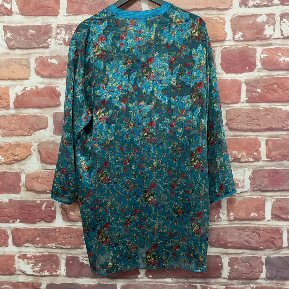 Camisa túnica para dormir vintage Victoria's Secret para mujer M/L azul turquesa floral Top Foto 3 de 4