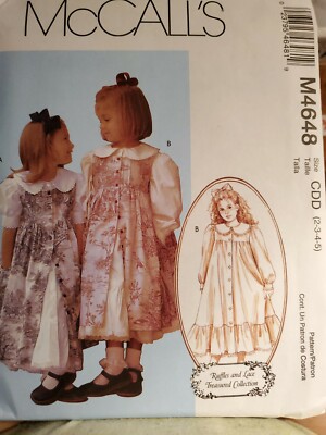 Dress Sewing Pattern McCalls M4648 Size Child 2-3-4-5  