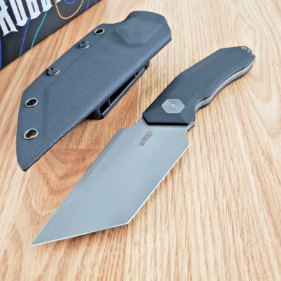 Kubey Yokai Fixed Knife 4.88'' 14C28N Sandvik Steel Tanto Blade Black G10 Handle