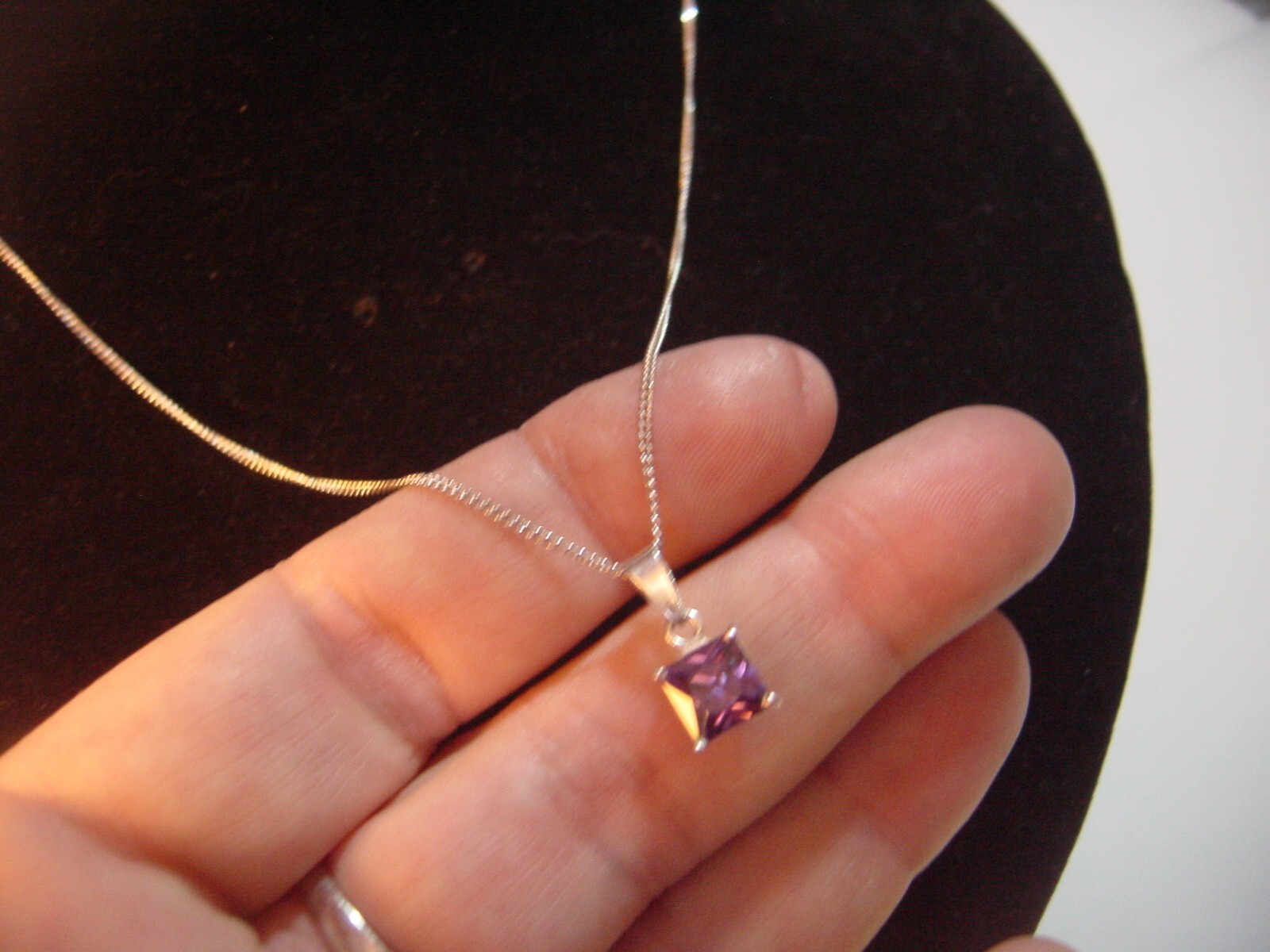 Vintage Solid Silver Necklace with Superb Square … - image 3