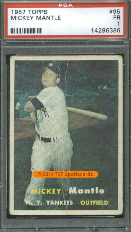1957 Topps 95 Mickey Mantle PSA 1 New York Yankees (6386)