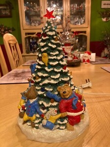 Hand Painted Wee Crafts Ceramic Christmas Tree 11" Tall Lights Up Multi Color