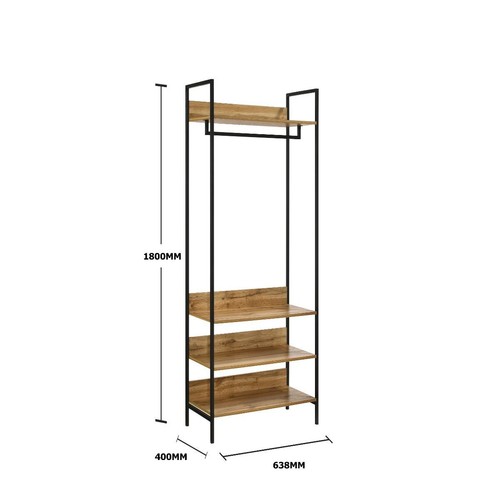 Wardrobe with Drawers and Shelves Modern Wooden Clothes Hanging Rail Organiser - Picture 14 of 15