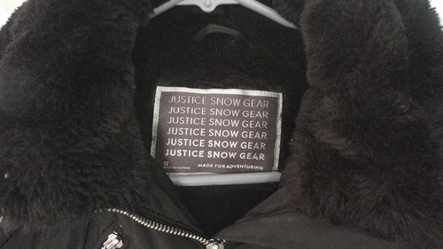 Girls JUSTICE SNOW GEAR Black Jacket with pink Accents Size 12 - Picture 4 of 9