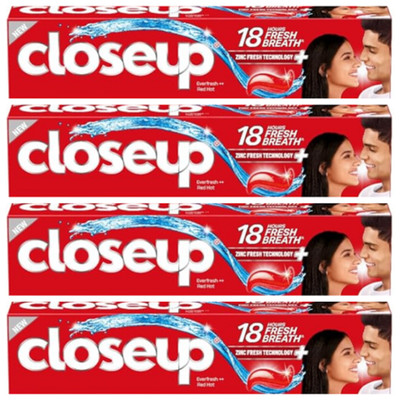 Pack Of 4 x 150g Close Up Ever Fresh Red Hot Gel Toothpaste FREE SHIPPING WORLD