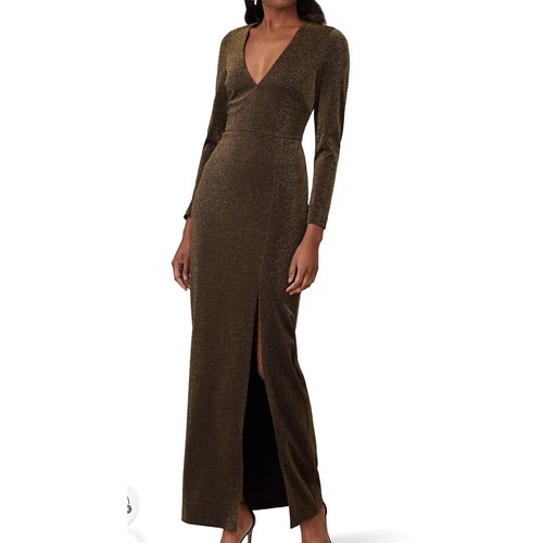 Badgley Mischka metallic gown women's size 22 side slit