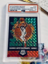 PSA 10 2019 Panini Mosaic Giannis Antetokounmpo Jam Masters Green Prizm Holo GEM