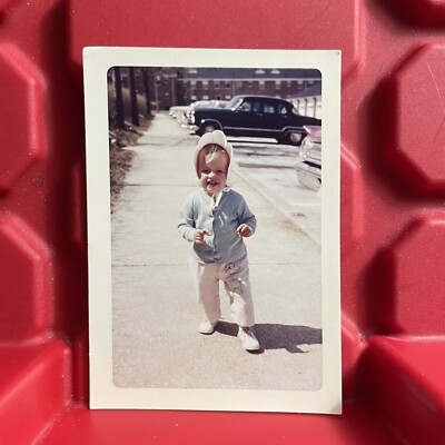 Toddler Walking Outside 2 3/8 x 3 1/2 Color Photograph Kodak Kodachrome Vtg 1963