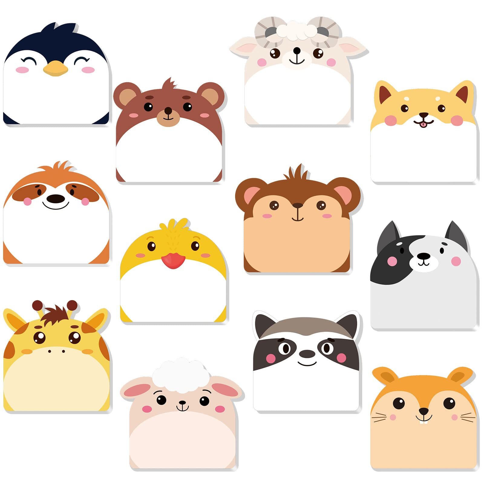 24 Colorful Animal-Shaped Sticky Notes for Office & School-image