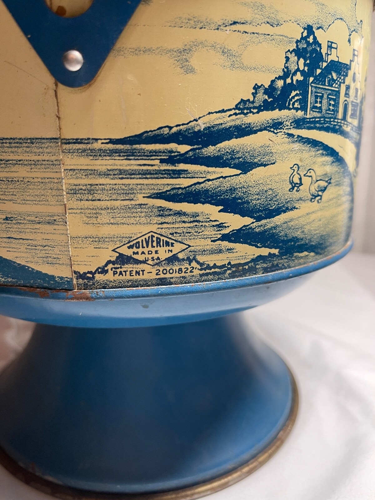 Antique Working Child's Toy Wringer Washing Machine Dutch Blue