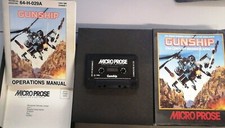 Jeu GUNSHIP Sur Cassette – Commodore 64, Jeu De Simulation Hélico, état Très Bon
