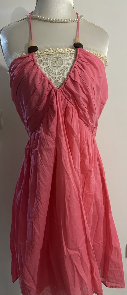 Primark Womens Halter Neck Pink Lined Beaded Summer Holiday Dress UK Size  14 NEW | eBay UK