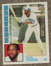1984 Topps - MILWAUKEE BREWERS CECIL COOPER - Nr MINT - FREE SHIPPING 