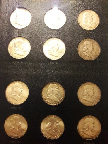 1948-1963 Benjamin Franklin Half Dollars Coin Collection 35 Coins Circ AU UNC MS