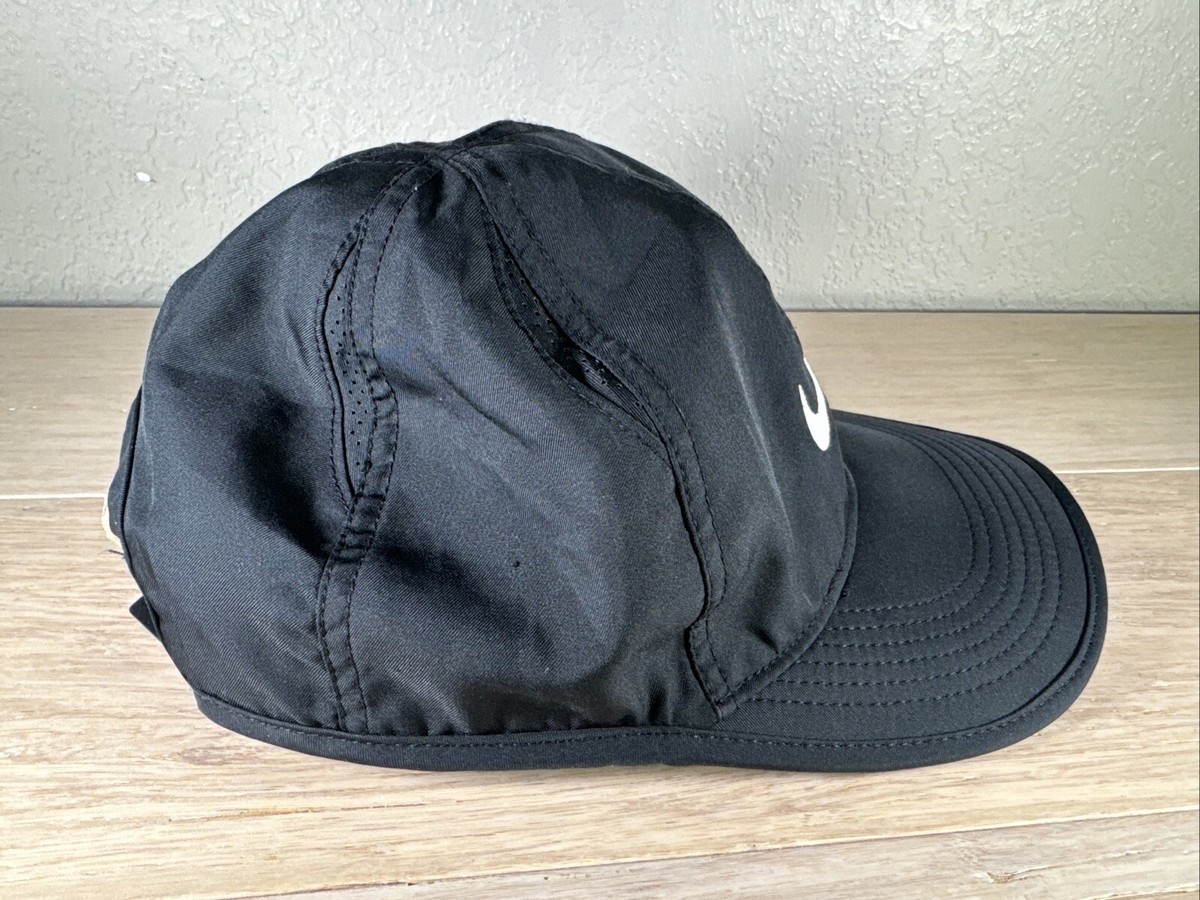 Nike Featherlight Dri-Fit Black Running Hat Cap Adjustable Swoosh
