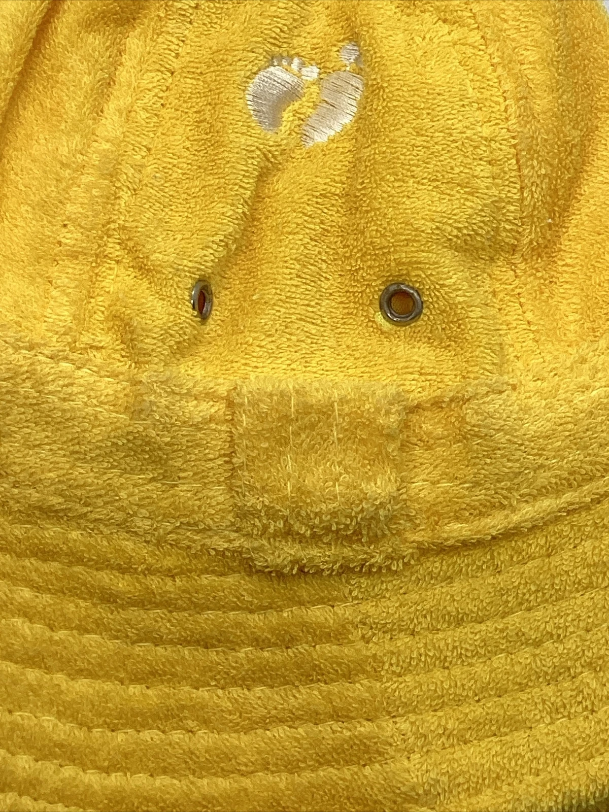 Hang Ten 10 Embroidered Feet Logo Yellow Cotton Terry Cloth Bucket Hat Vintage