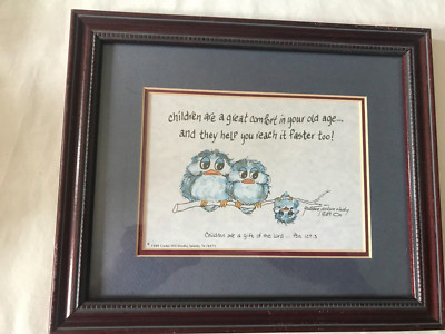 GRETCHEN CLASBY Blue Bird 12'' PRINT Children Are A Gift Of The Lord PSALMS 127:3