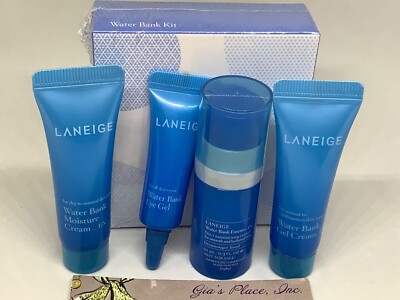 LANEIGE WATER BANK KIT *4* ITEMS MOISTURE CREAM,EYE GEL,ESSENCE+GEL CREAM= 33ml