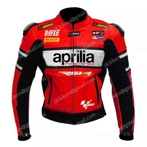 APRILIA Biker Racing Motorcycle Leather Jacket Mens Motorbike