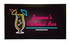 Personalised Bar Runners Neon Cocktail Home or Pub Bar Mats Mens Gift Idea