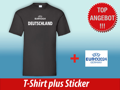 T-Shirt Deutschland EM 2024 Fußball  Kurzarm Farb/Größenauswahl + Sticker gratis