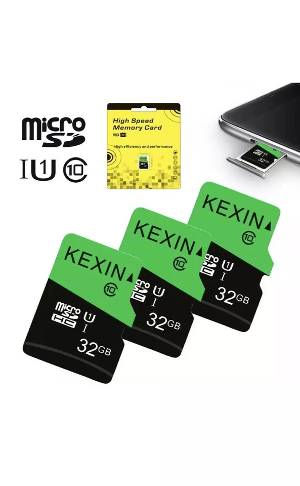 High Speed Memory Card 3 Pack 32GB Micro SDHC Class 10 UHS-I TF SD Card Green - Image 3 of 3