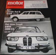 Motor Rundschau 12/65 Test Citroen Ami 6 Break, BMW 2000 CS, Großer Preis Monaco