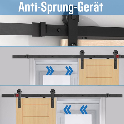 183 -366cm Schiebetürsystem Beschlag Laufschiene für Schiebetüren Holzschiebetür - Bild 2 von 15