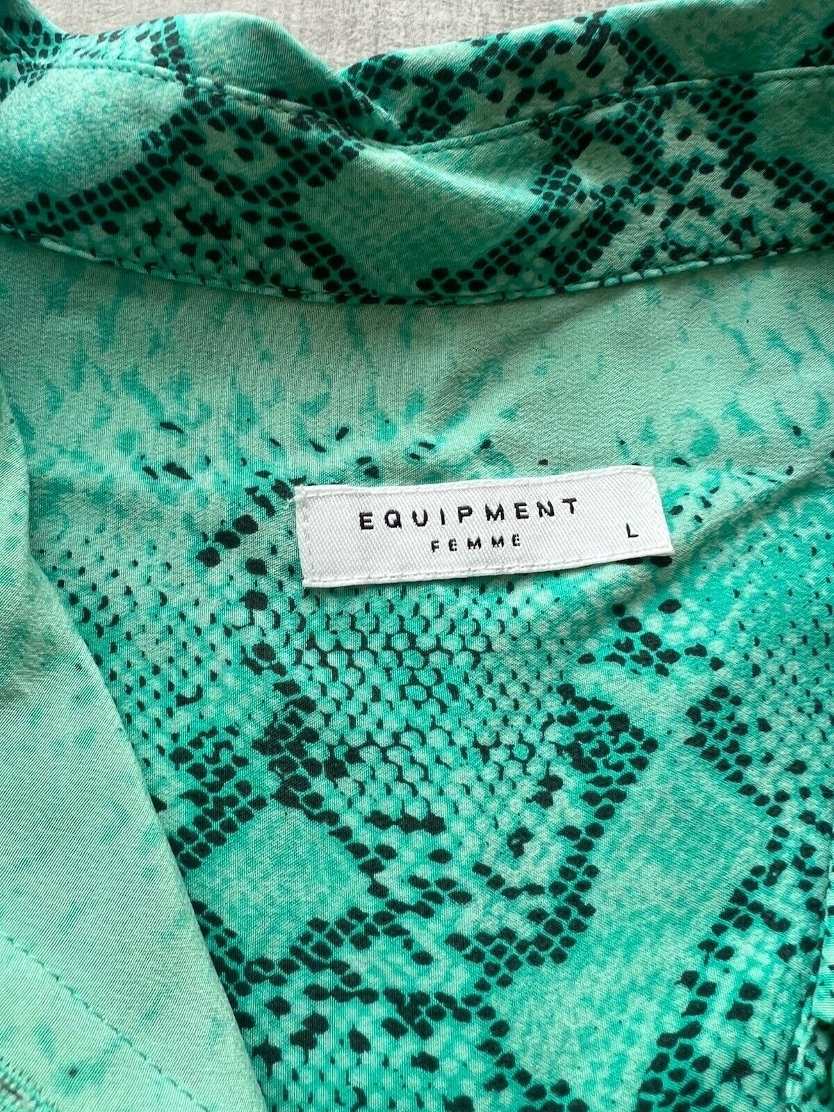 $220 EQUIPMENT Signature Python Blouse Aqua Marin… - image 8