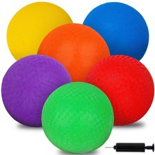 AMOR PRESENT 6PCS Playground Ball, 7 Inch Inflatable Kickball Medium, Multi
