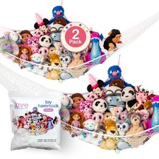 Lilly's Love Stuffed Animal Hammock Corner Hanging Organizer, 2 Pack, White