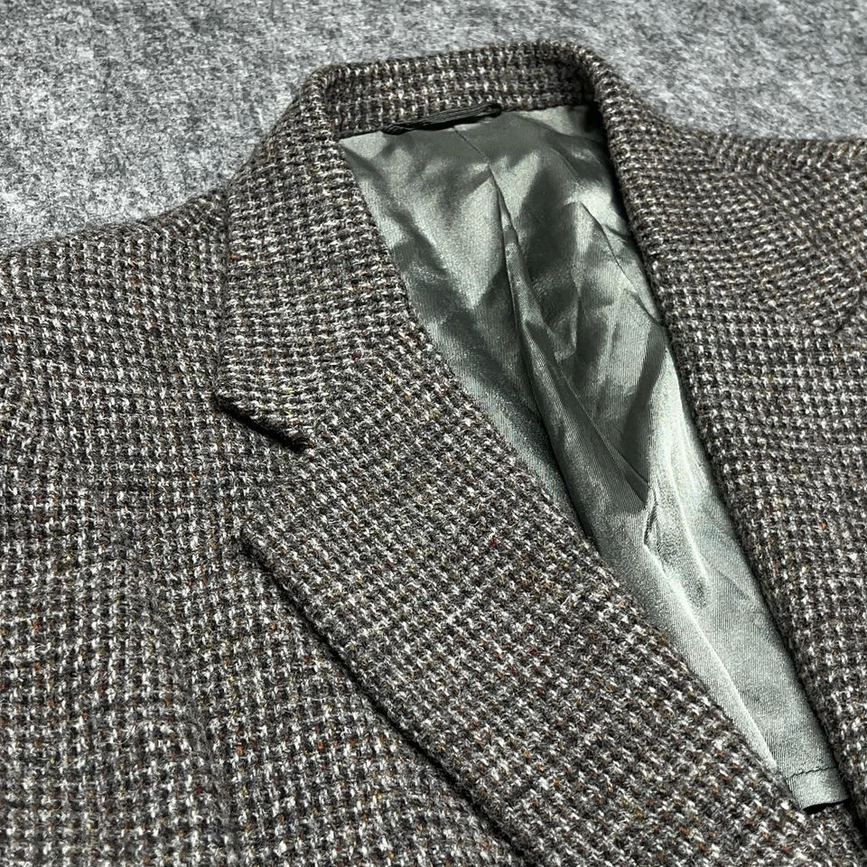 Harris Tweed x Stafford 男式 38R 开衫人字形羊毛格子运动外套美国 — 第 2/4 张图片