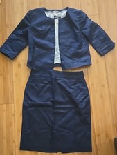Baird McNutt For J.Crew Navy Linen Skirt Suit Set - 4