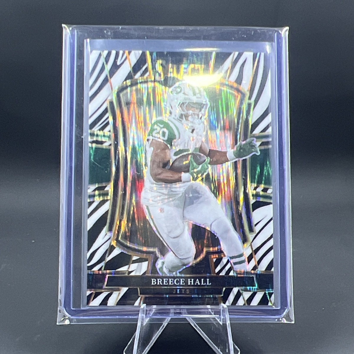 Panini Select 2025 Breece Hall Premier Level Zebra Prizm #175 Jets