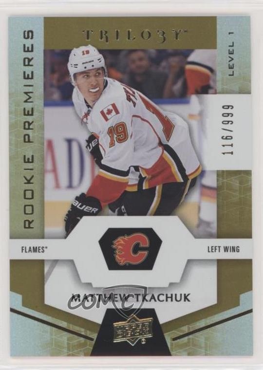 2016 Upper Deck Trilogy Premieres Level 1 /999 Matthew Tkachuk #57 Rookie RC tf4
