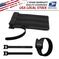 200 PCS Black Hook Loop Ties-Wire Cord Fastening Straps Reusable US