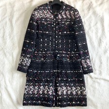 Cappotto giacca lungo Chanel tweed logo CC bottoni doppia zip taglia 38 nero Francia