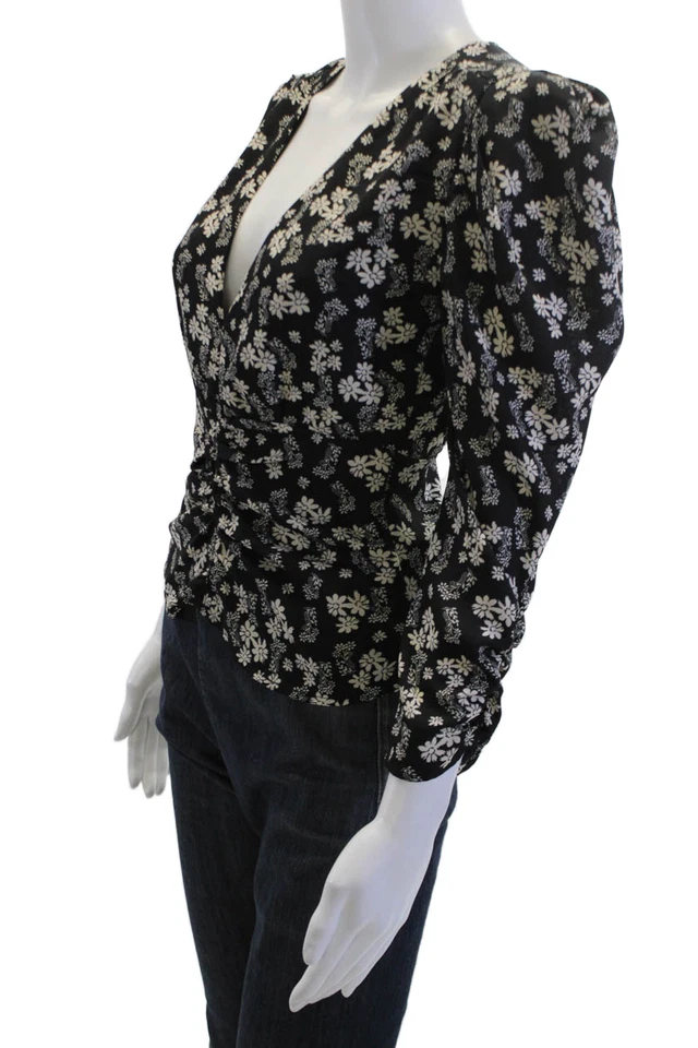 Blusa ASTR Mujer Negra Floral Cuello en V Manga Larga Poliéster Talla XS Foto 2 de 4