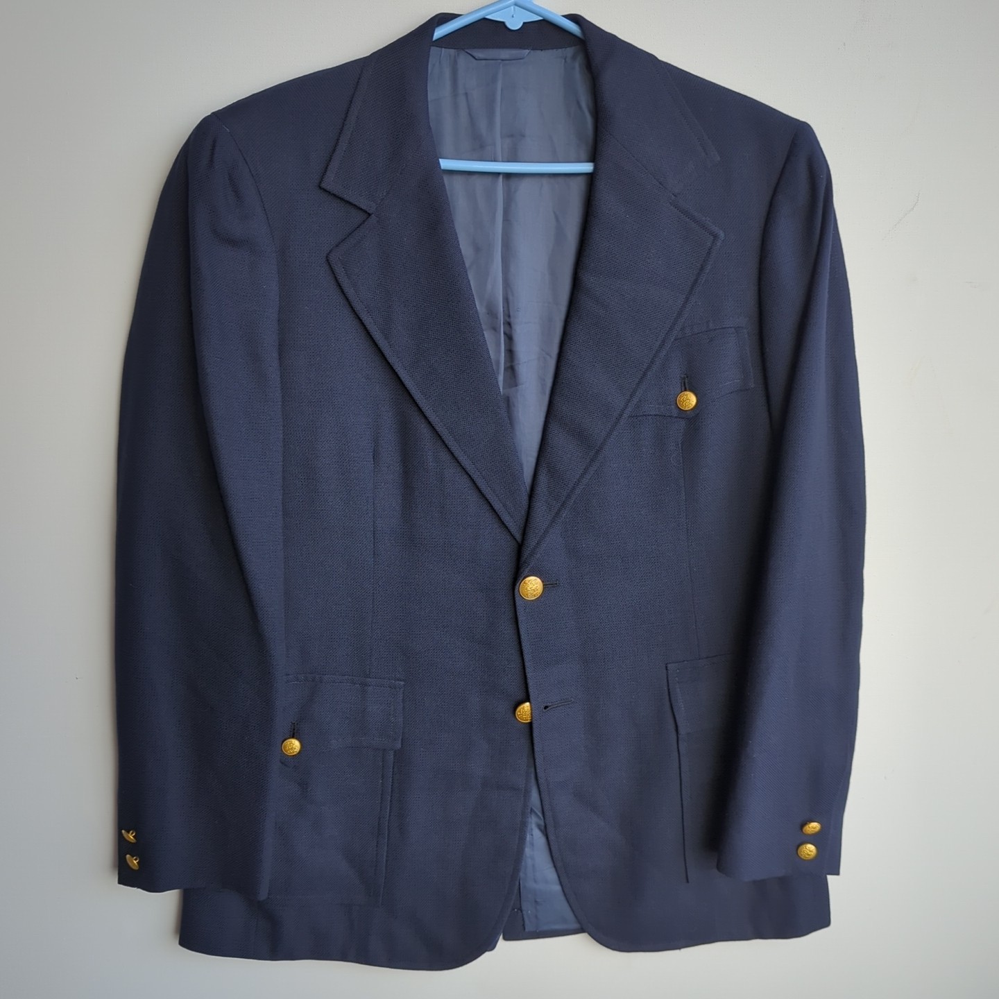 EDDY MILLER Vtg 60s 70s Navy Blue BLAZER SUIT COAT JACKET Men's 42R