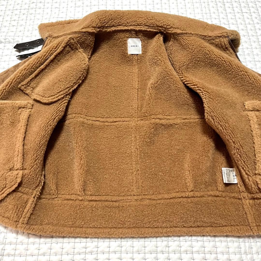 AMERI S Shearling Flight Jacket Brown Faux Mouton… - image 16