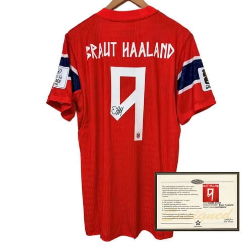 2026 Norway Haaland Signed Style Home Player Jersey Framed Gift Hot Sale