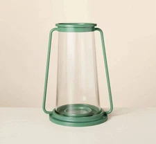 9"x5”  Pillar Glass & Metal Hurricane Candle Lantern - Hearth &Hand Magnolia