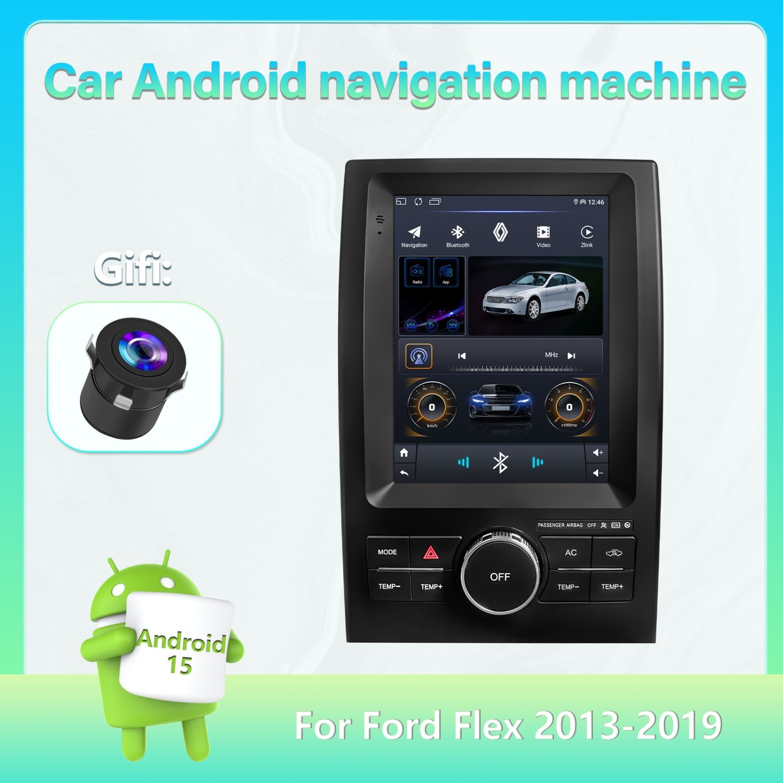 For Ford Flex 2013-2019 Carplay WIFI GPS BT Car Stereo Head Unit Android15 Radio